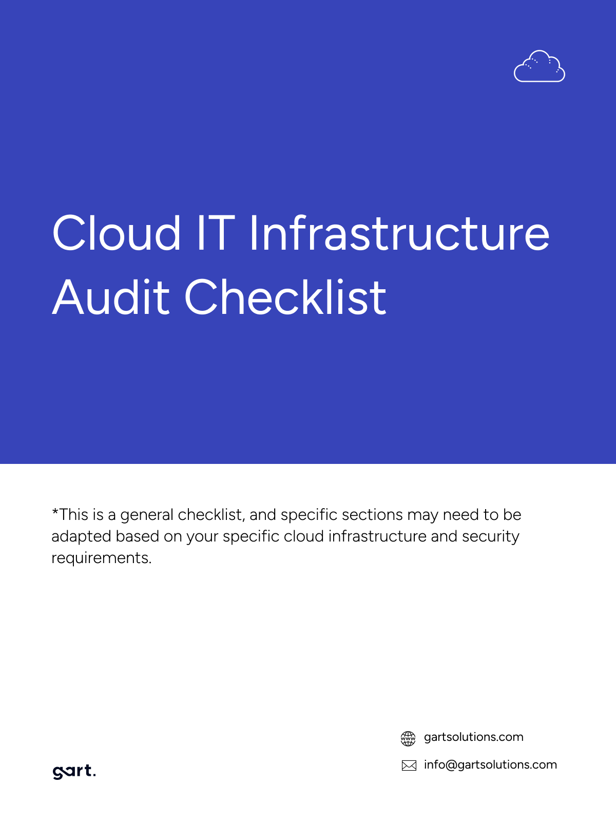 Cloud IT Infrastructure Audit Checklist